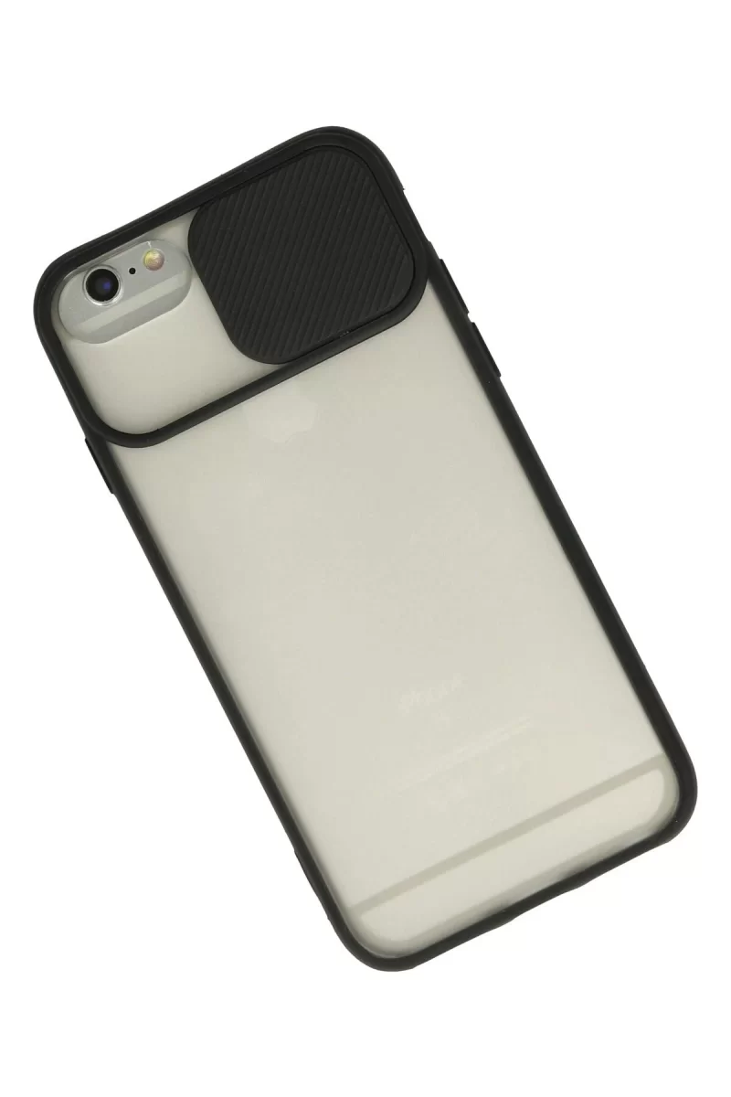 Newface Apple iPhone 6 Plus Kılıf Palm Buzlu Kamera Sürgülü Silikon - Siyah