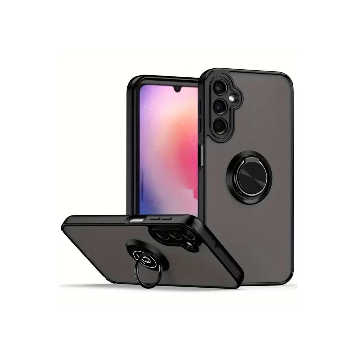 Newface Samsung Galaxy A36 Kılıf Montreal Yüzüklü Silikon Kapak - Siyah