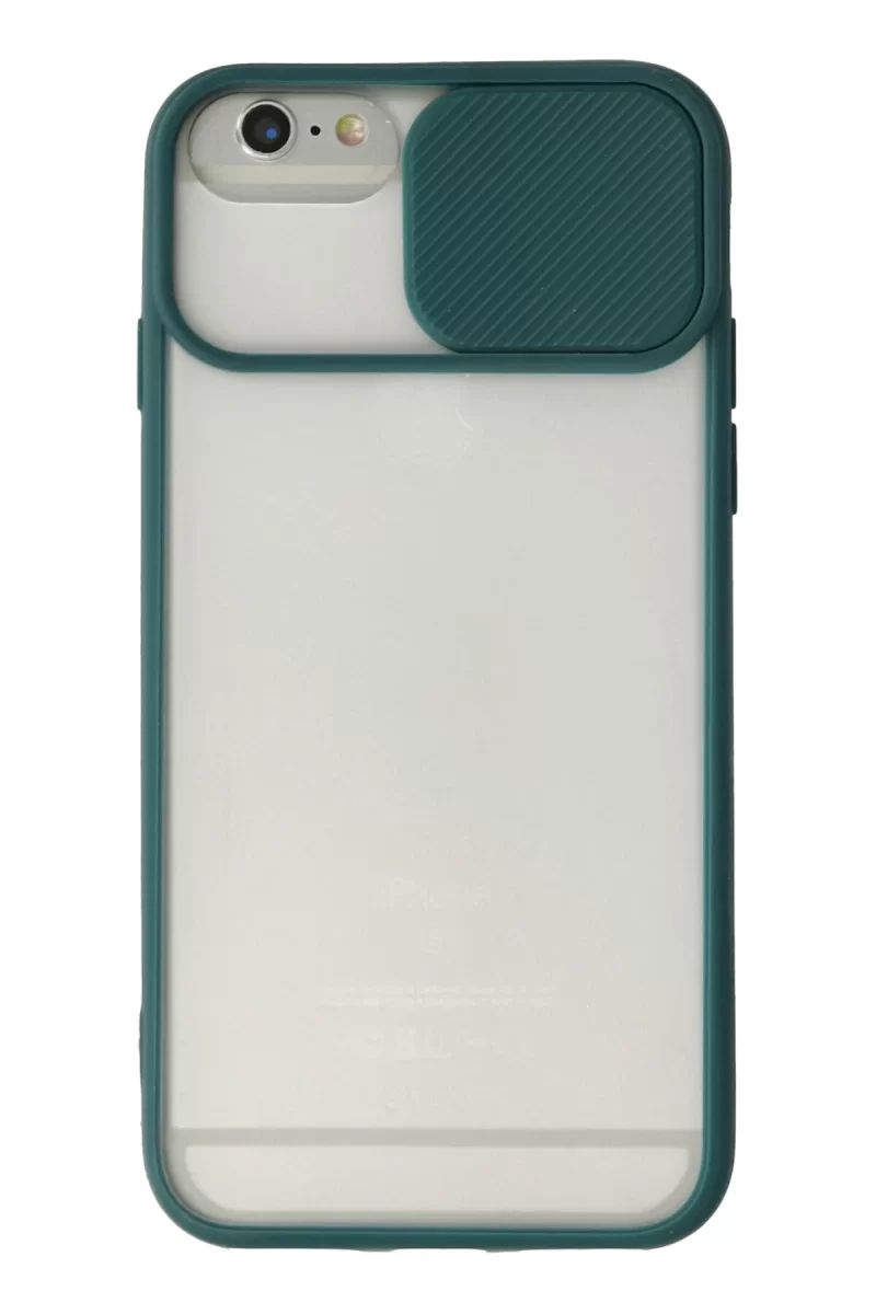 Newface Apple iPhone 6 Plus Kılıf Palm Buzlu Kamera Sürgülü Silikon - Yeşil