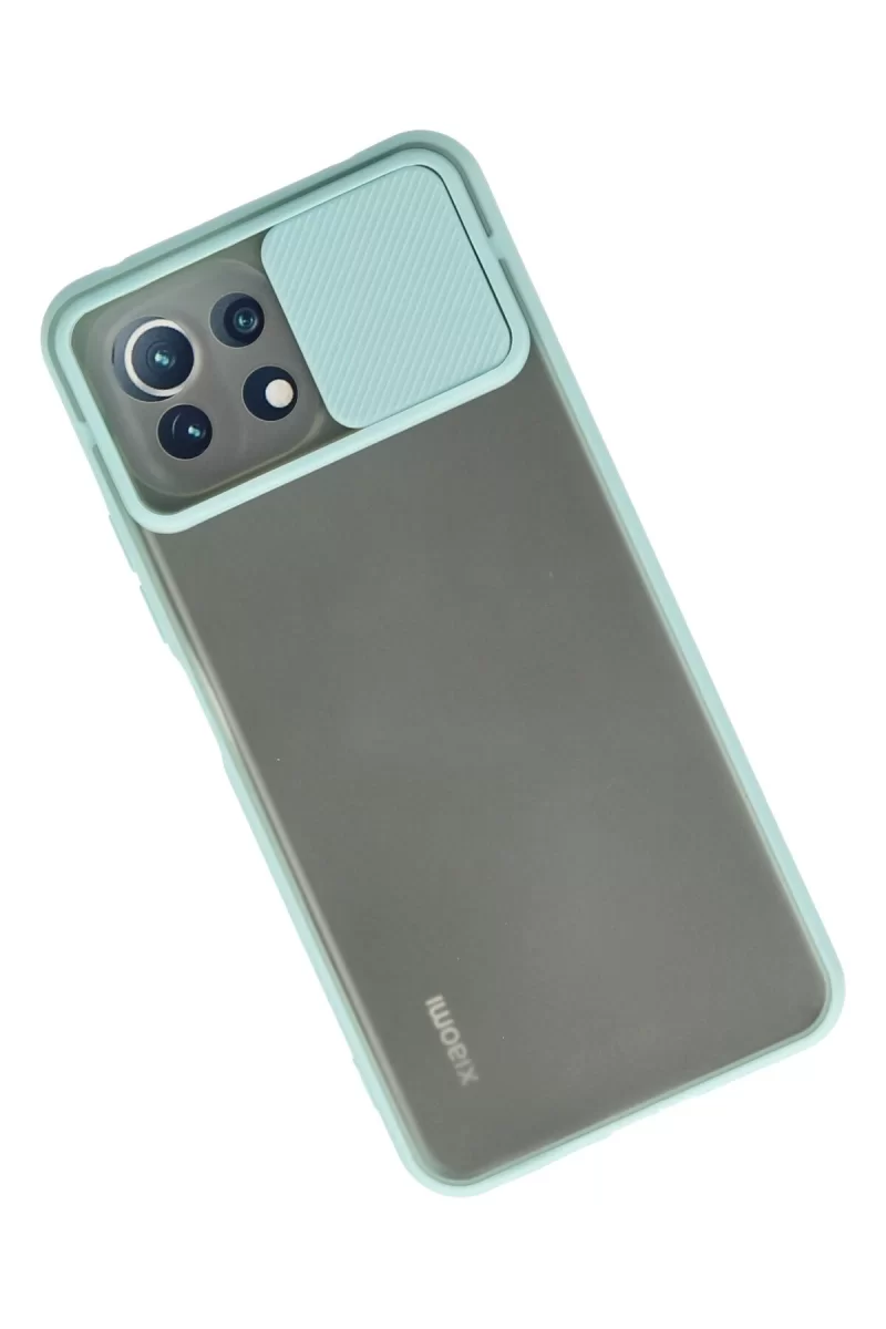 Newface Xiaomi Mİ 11 Lite Kılıf Palm Buzlu Kamera Sürgülü Silikon - Turkuaz