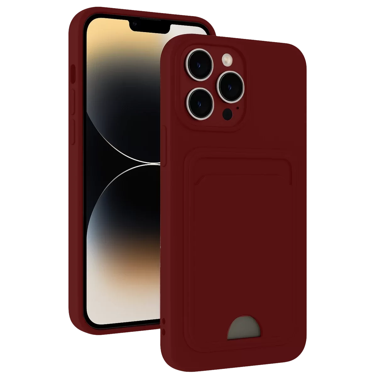Newface Apple iPhone 15 Pro Kılıf Kelvin Kartvizitli Silikon - Bordo