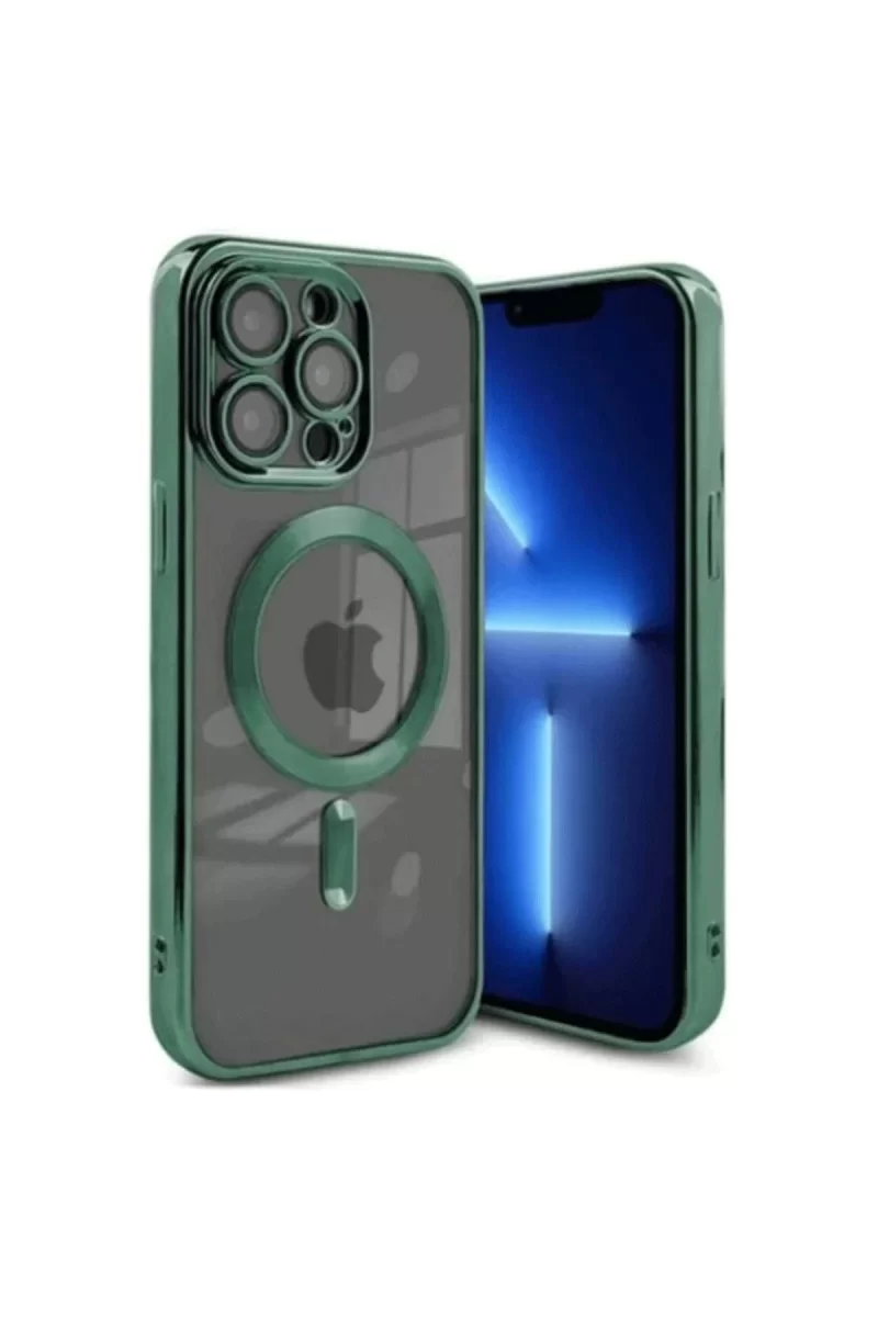 Newface Apple iPhone 15 Pro Kılıf Kross Magneticsafe Kapak - Koyu Yeşil