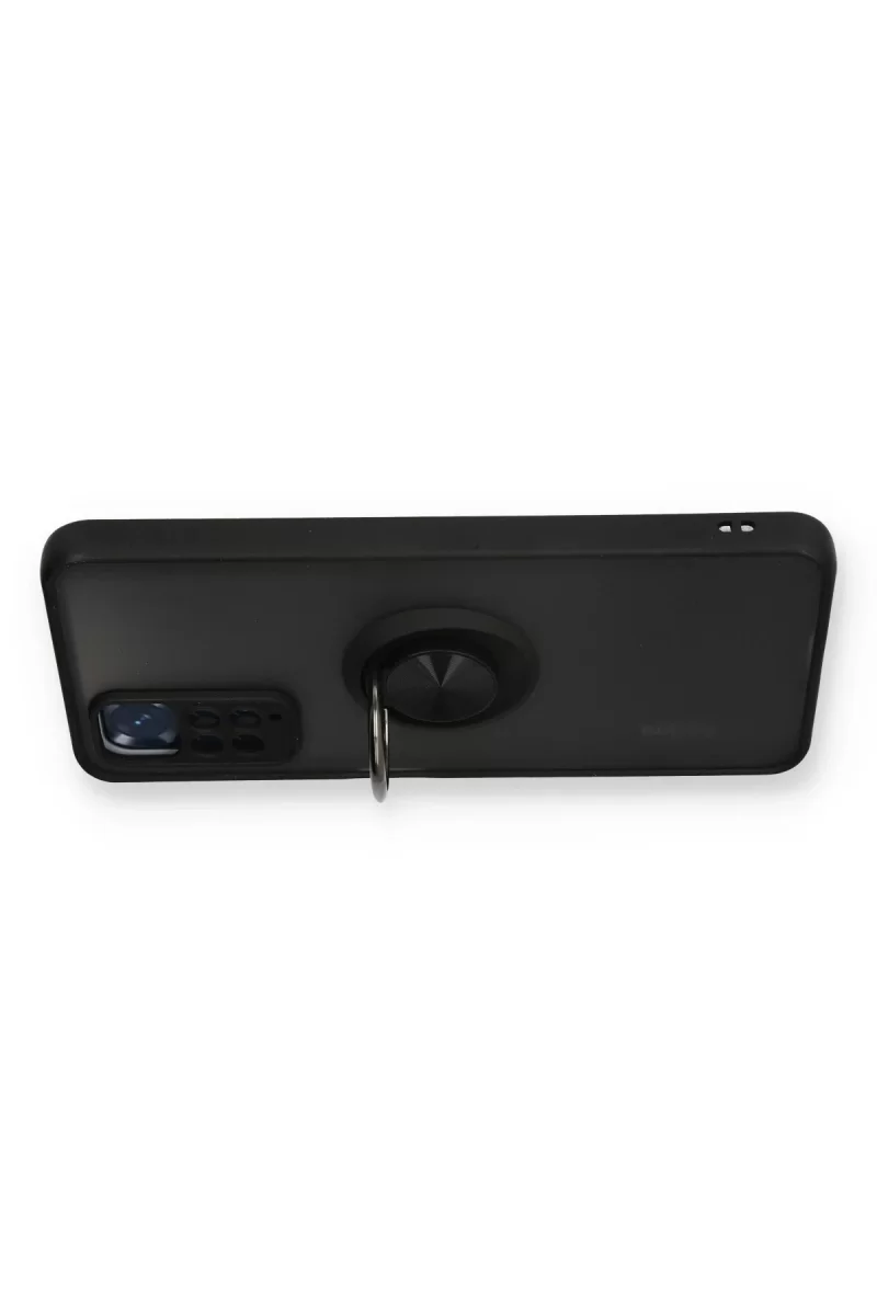 Newface Xiaomi Redmi Note 11 Kılıf Montreal Yüzüklü Silikon Kapak - Siyah