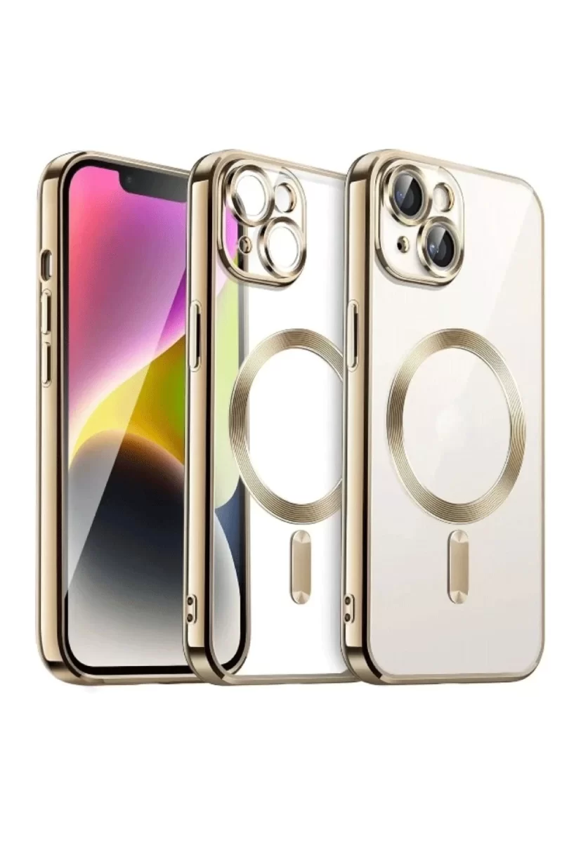 Newface Apple iPhone 15 Kılıf Kross Magneticsafe Kapak - Gold