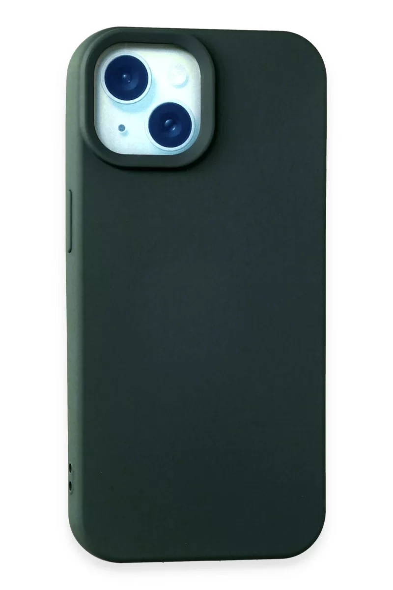 Newface Apple iPhone 15 Kılıf Nano içi Kadife Silikon - Koyu Yeşil