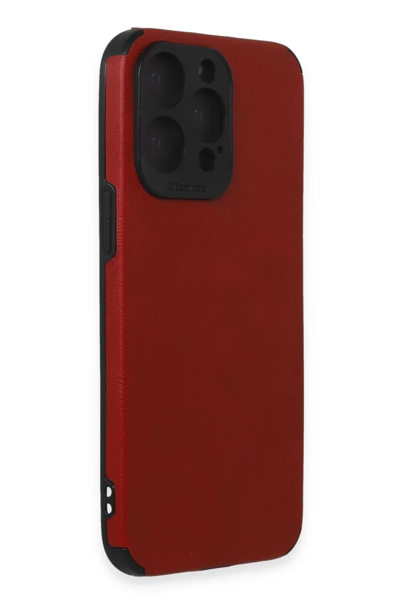 Newface Apple iPhone 15 Pro Max Kılıf Loop Deri Silikon - Kırmızı