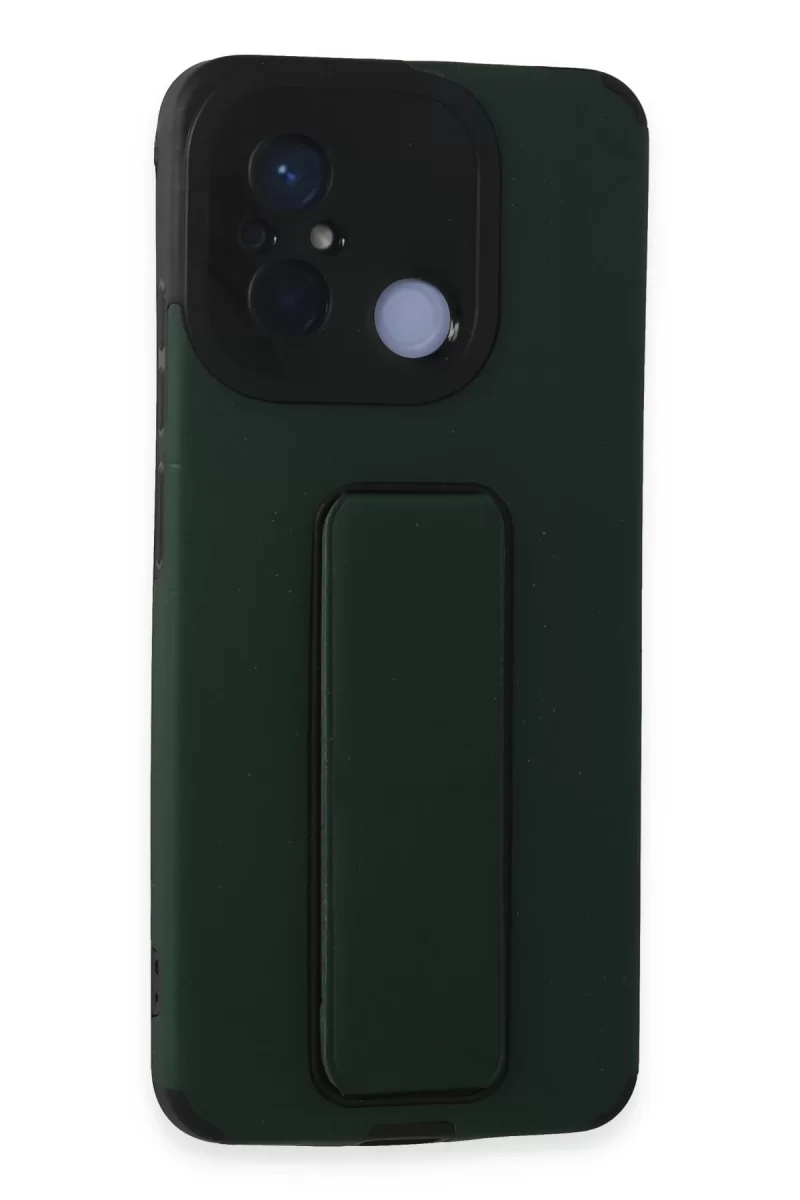 Newface Xiaomi Redmi 12C Kılıf Mega Standlı Silikon - Yeşil