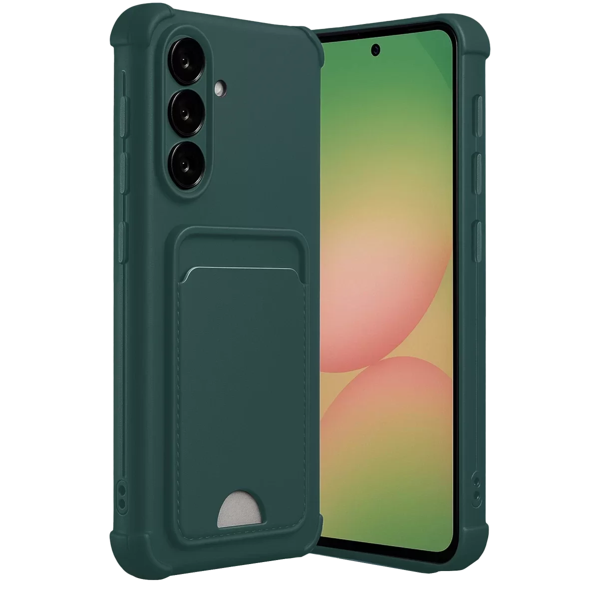 Newface Samsung Galaxy A36 Kılıf Kelvin Kartvizitli Silikon - Koyu Yeşil