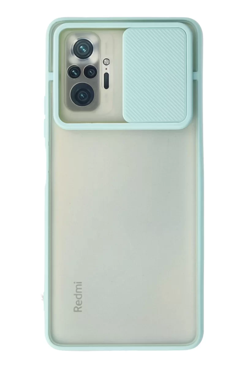 Newface Xiaomi Redmi Note 10 Pro Kılıf Palm Buzlu Kamera Sürgülü Silikon - Turkuaz