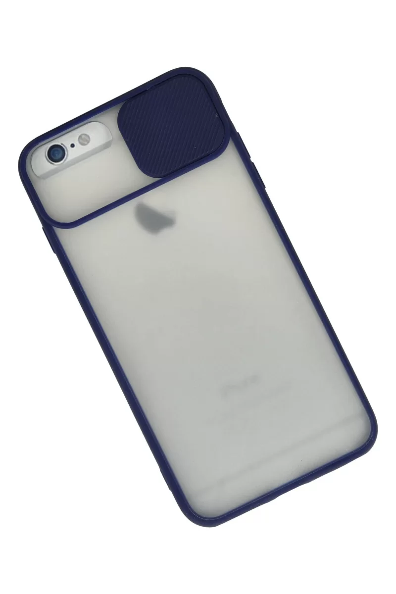 Newface Apple iPhone 6 Plus Kılıf Palm Buzlu Kamera Sürgülü Silikon - Lacivert