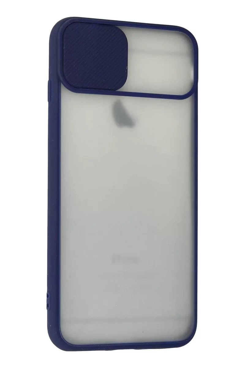 Newface Apple iPhone 6 Plus Kılıf Palm Buzlu Kamera Sürgülü Silikon - Lacivert