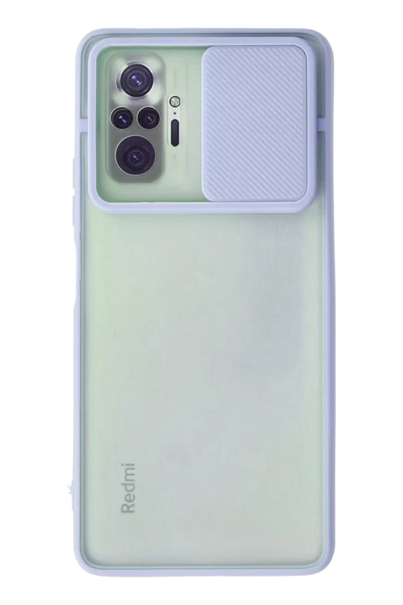 Newface Xiaomi Redmi Note 10 Pro Kılıf Palm Buzlu Kamera Sürgülü Silikon - Lila