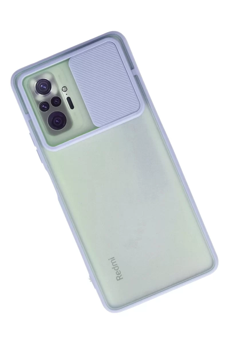 Newface Xiaomi Redmi Note 10 Pro Kılıf Palm Buzlu Kamera Sürgülü Silikon - Lila
