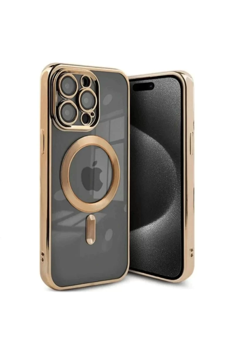 Newface Apple iPhone 15 Pro Kılıf Kross Magneticsafe Kapak - Gold