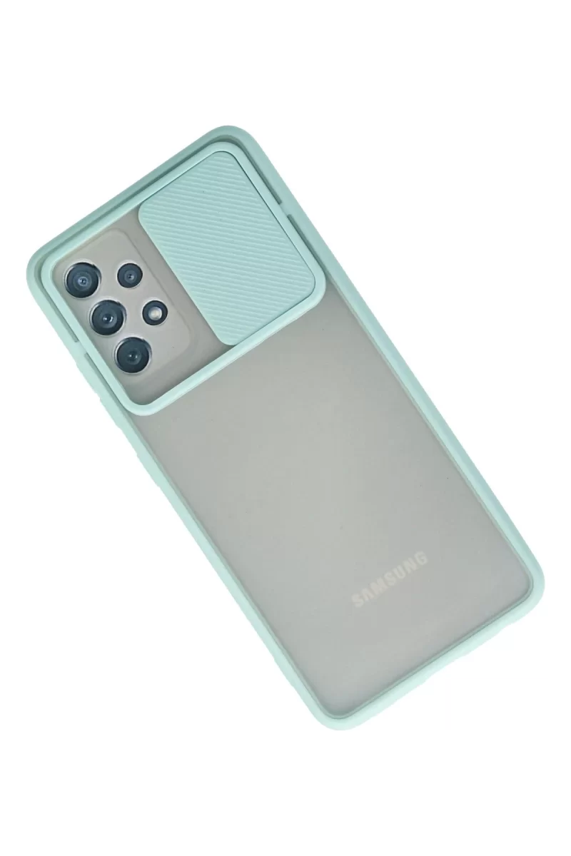 Newface Samsung Galaxy A32 Kılıf Palm Buzlu Kamera Sürgülü Silikon - Turkuaz