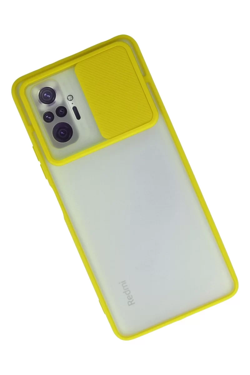 Newface Xiaomi Redmi Note 10 Pro Kılıf Palm Buzlu Kamera Sürgülü Silikon - Sarı