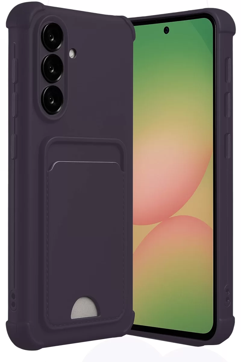 Newface Samsung Galaxy A56 Kılıf Kelvin Kartvizitli Silikon - Derin Mor