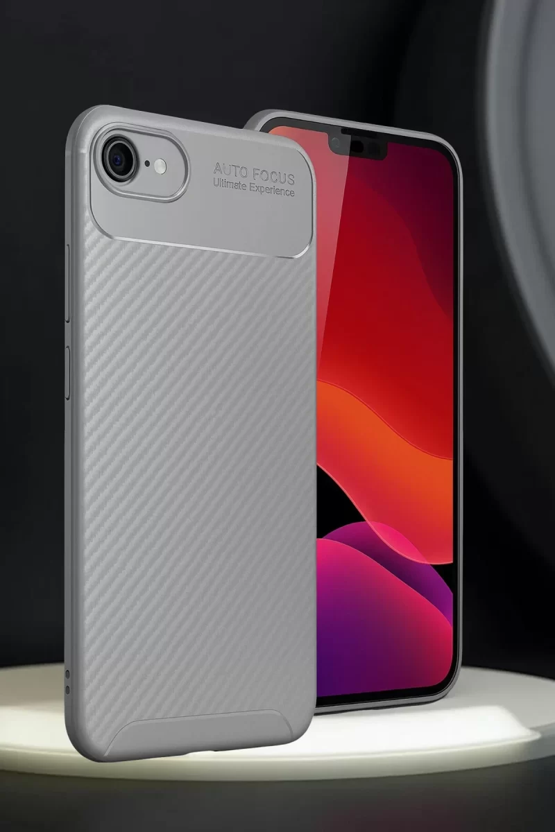 Newface Apple iPhone 16E Kılıf Auto Focus Karbon Kapak - Gri