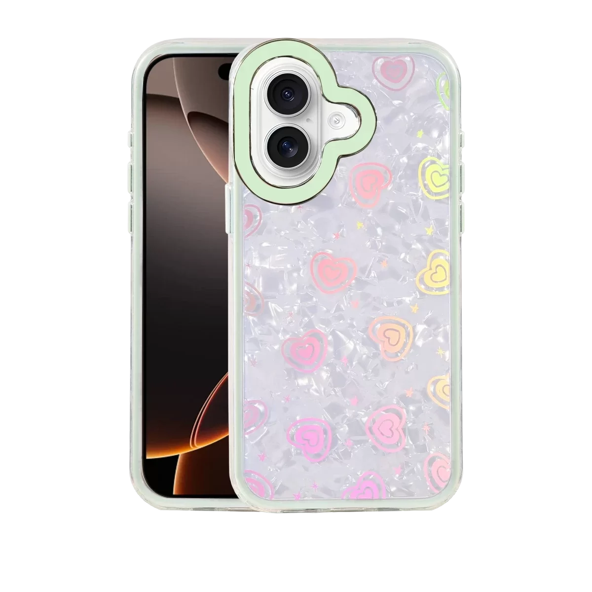Newface Apple iPhone 16 Lumi Desenli Kapak - Yeşil