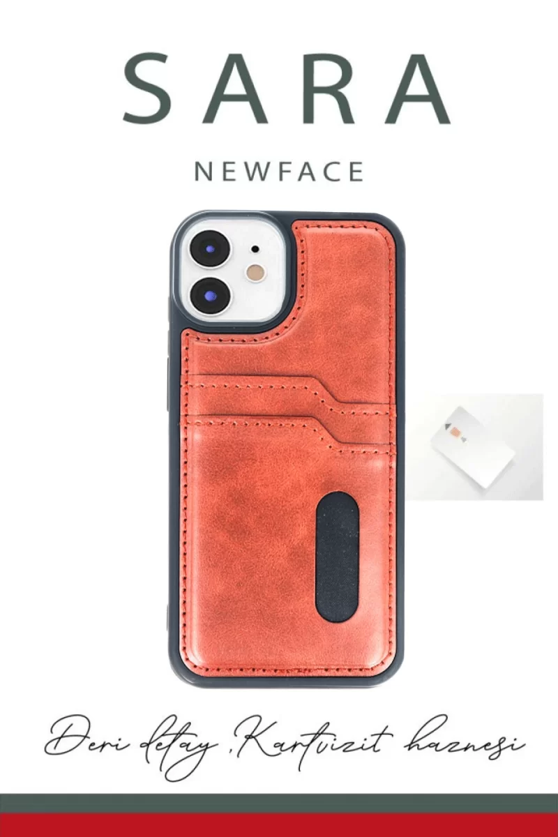 Newface Apple iPhone 11 Kılıf Sara Kartvizitli Deri Kılıf - Koyu Yeşil