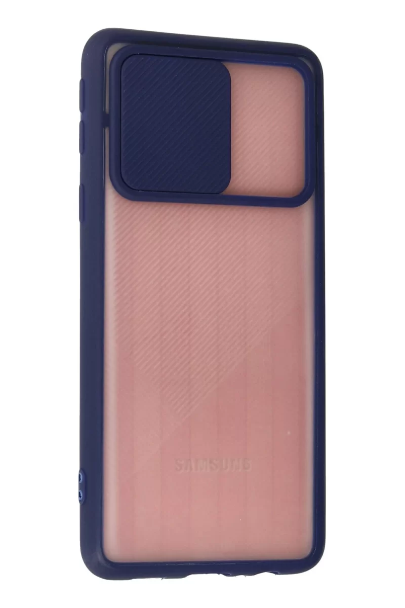 Newface Samsung Galaxy A01 Core Kılıf Palm Buzlu Kamera Sürgülü Silikon - Lacivert