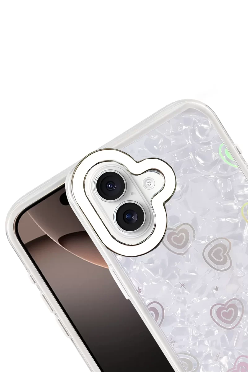 Newface Apple iPhone 16 Lumi Desenli Kapak - Beyaz