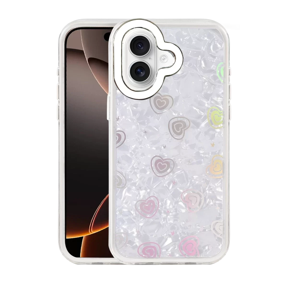 Newface Apple iPhone 16 Lumi Desenli Kapak - Beyaz