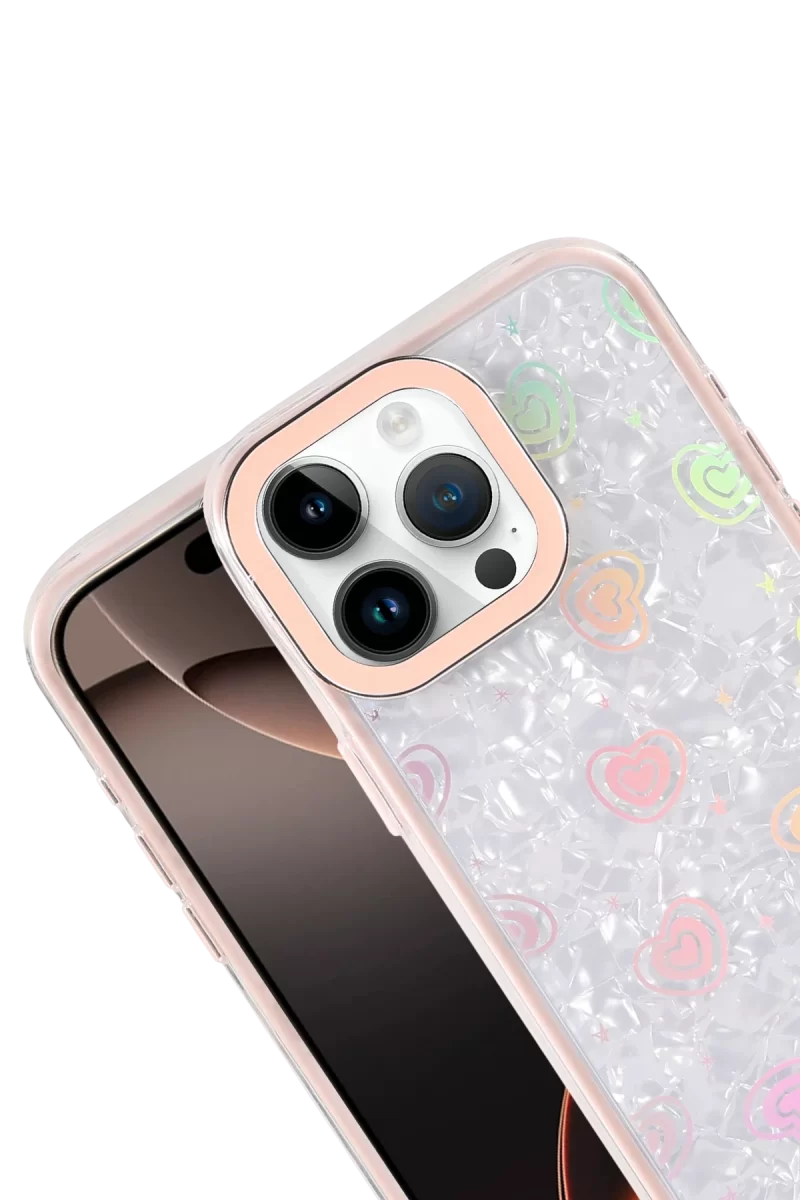 Newface Apple iPhone 16 Pro Max Lumi Desenli Kapak - Pembe