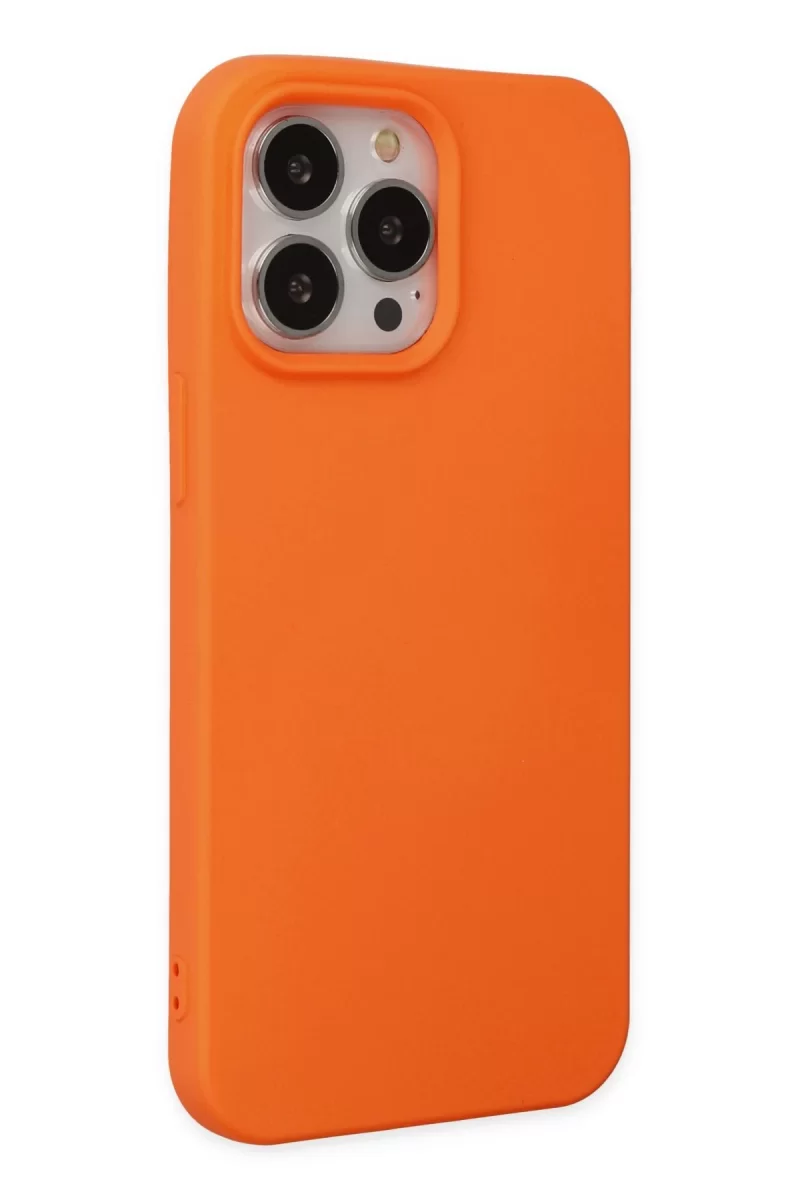 Newface Apple iPhone 15 Pro Kılıf Nano içi Kadife Silikon - Turuncu