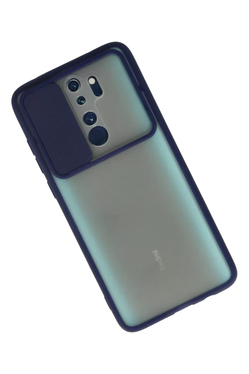 Newface Xiaomi Redmi Note 8 Pro Kılıf Palm Buzlu Kamera Sürgülü Silikon - Lacivert