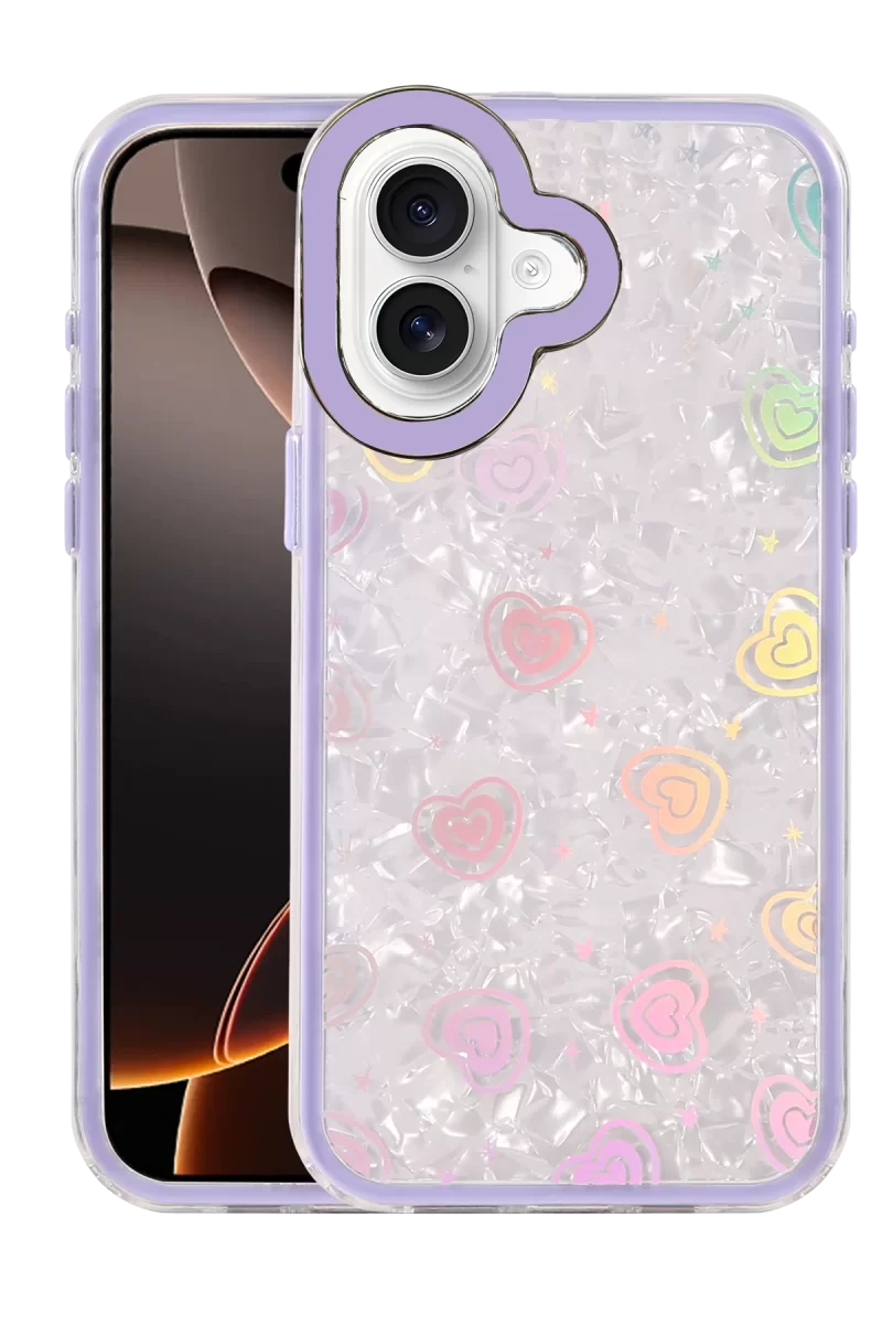 Newface Apple iPhone 16 Lumi Desenli Kapak - Mor