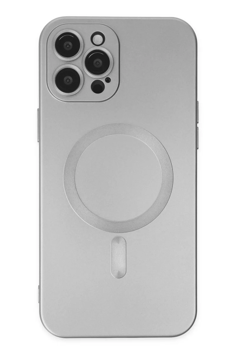 Newface Apple iPhone 12 Pro Max Kılıf Moshi Lens Magneticsafe Silikon - Gümüş