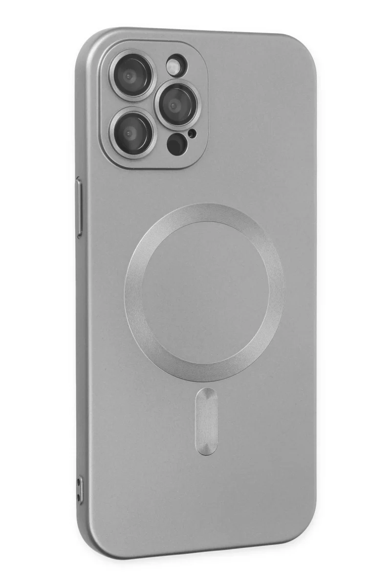Newface Apple iPhone 12 Pro Max Kılıf Moshi Lens Magneticsafe Silikon - Gümüş