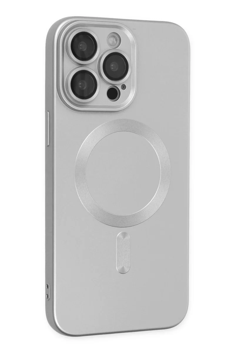Newface Apple iPhone 13 Pro Kılıf Moshi Lens Magneticsafe Silikon - Gümüş
