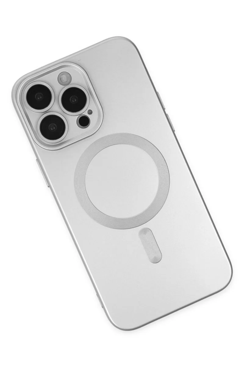 Newface Apple iPhone 13 Pro Kılıf Moshi Lens Magneticsafe Silikon - Gümüş