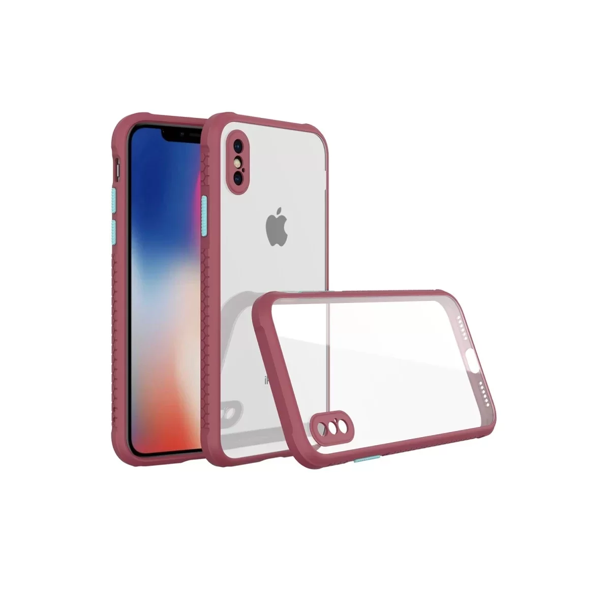 Newface Apple iPhone XS Max Kılıf Miami Şeffaf Silikon - Fuşya
