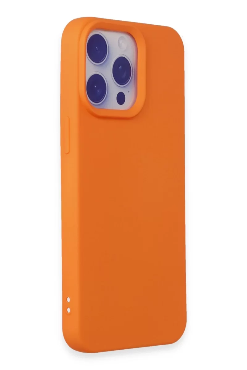 Newface Apple iPhone 15 Pro Max Kılıf Nano içi Kadife Silikon - Turuncu