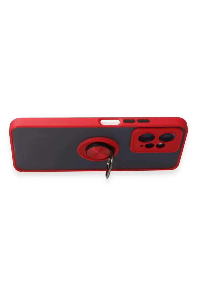 Newface Xiaomi Redmi Note 12 4G Kılıf Montreal Yüzüklü Silikon Kapak - Kırmızı
