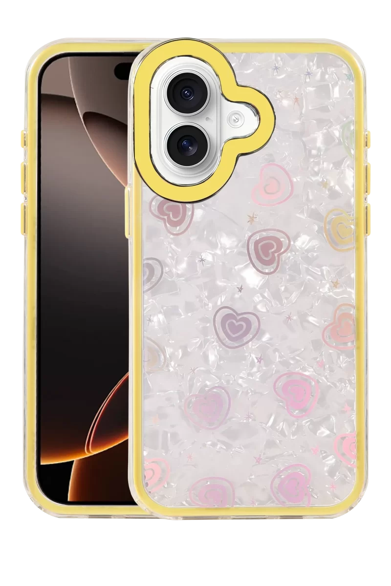 Newface Apple iPhone 16 Lumi Desenli Kapak - Sarı