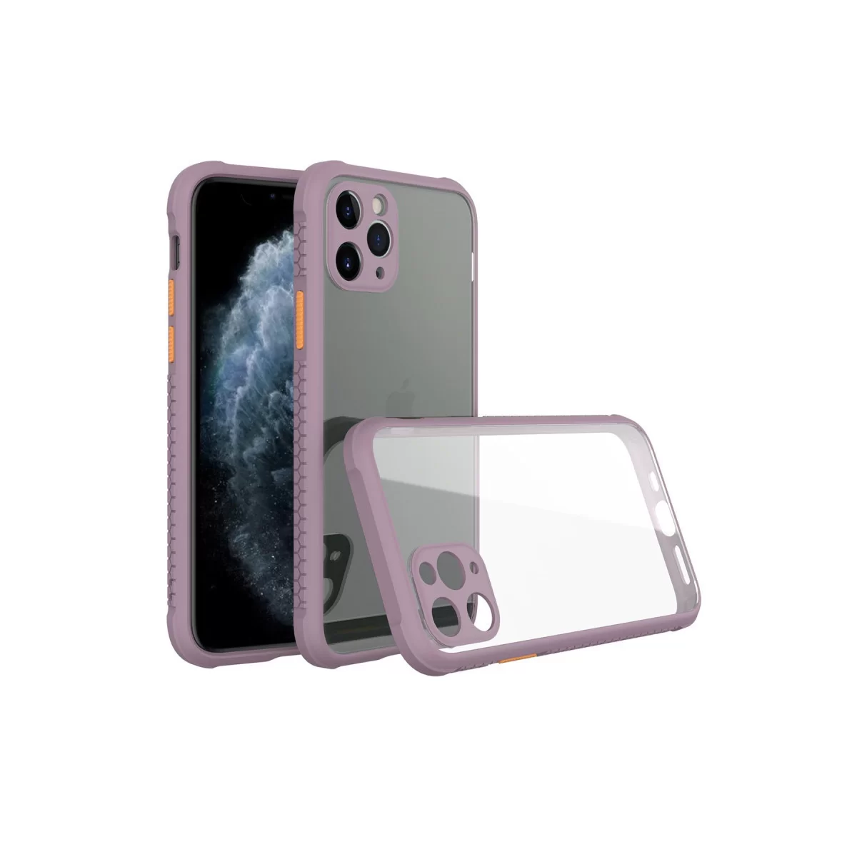 Newface Apple iPhone 11 Pro Kılıf Miami Şeffaf Silikon - Açık Mor