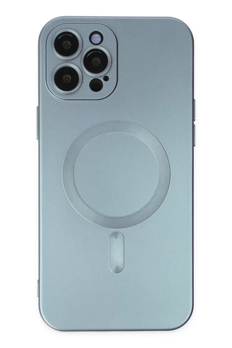 Newface Apple iPhone 12 Pro Max Kılıf Moshi Lens Magneticsafe Silikon - Sierra Blue