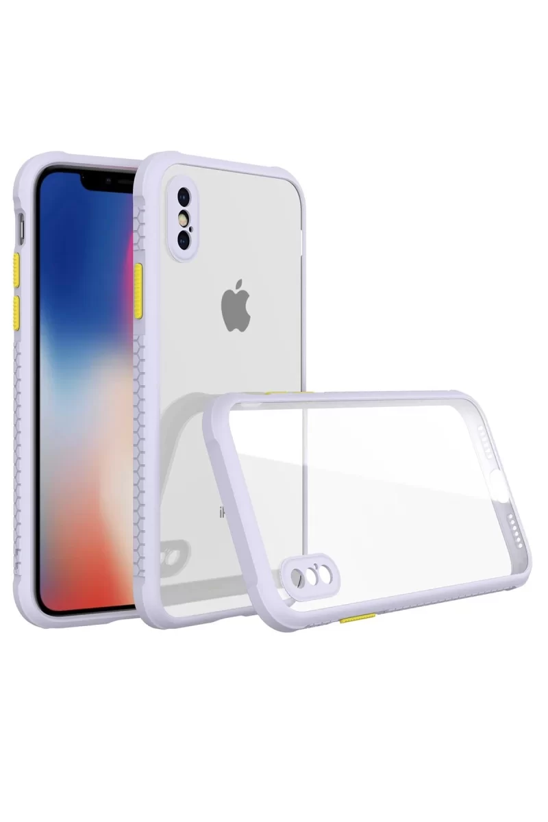 Newface Apple iPhone XS Max Kılıf Miami Şeffaf Silikon - Lila