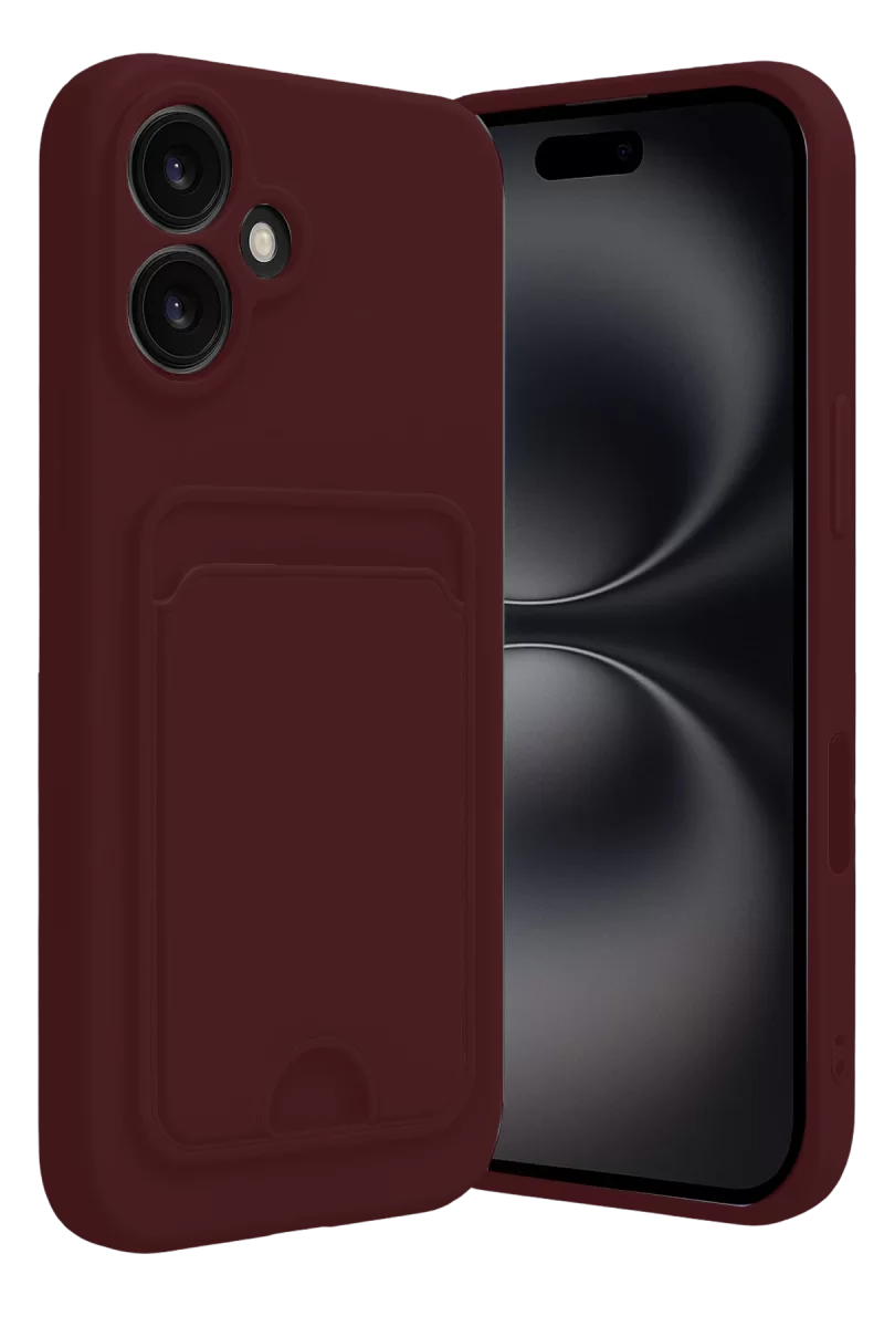Newface Apple iPhone 16 Kılıf Kelvin Kartvizitli Silikon - Bordo