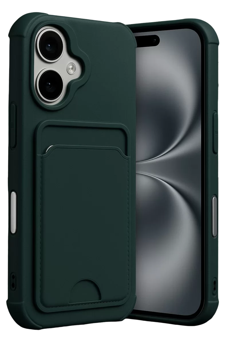 Newface Apple iPhone 17 Kelvin Kartvizitli Silikon - Koyu Yeşil