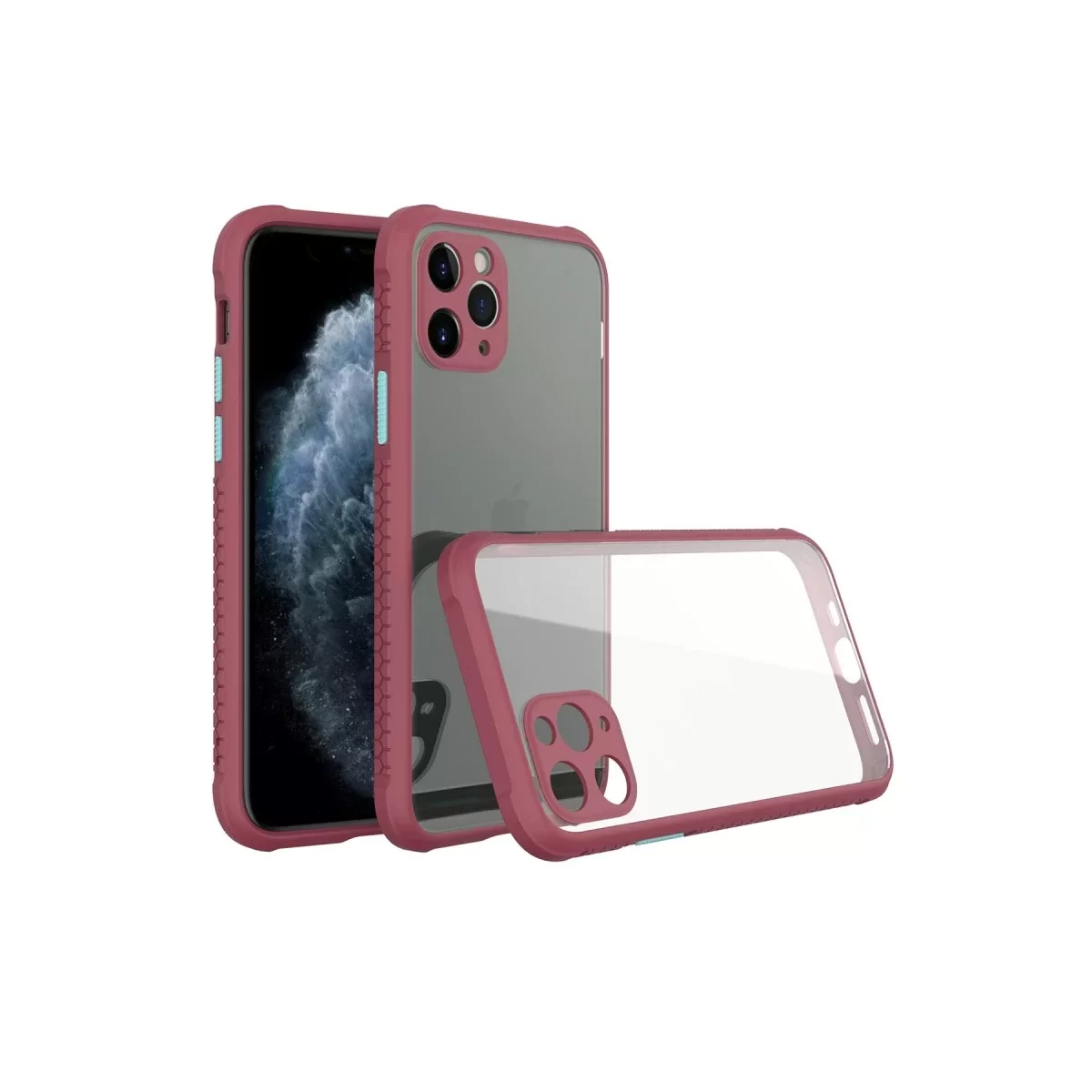 Newface Apple iPhone 11 Pro Max Kılıf Miami Şeffaf Silikon - Fuşya