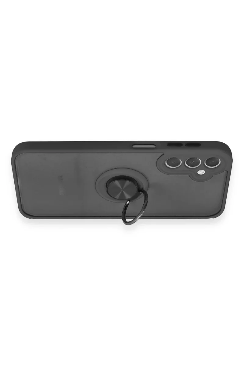 Newface Samsung Galaxy A24 4G Kılıf Montreal Yüzüklü Silikon Kapak - Siyah