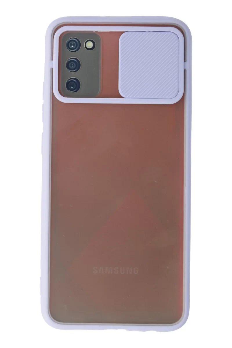 Newface Samsung Galaxy A02S Kılıf Palm Buzlu Kamera Sürgülü Silikon - Lila
