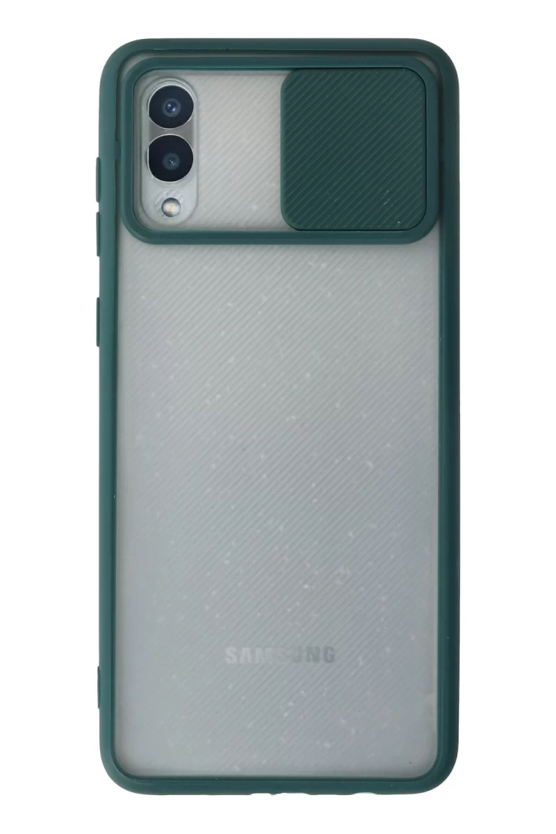 Newface Samsung Galaxy A02 Kılıf Palm Buzlu Kamera Sürgülü Silikon - Yeşil