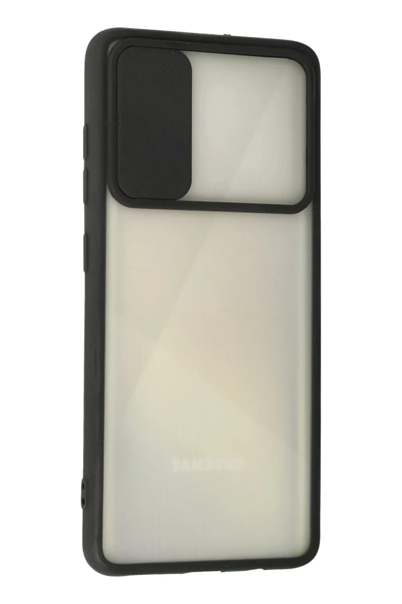 Newface Samsung Galaxy A71 Kılıf Palm Buzlu Kamera Sürgülü Silikon - Siyah