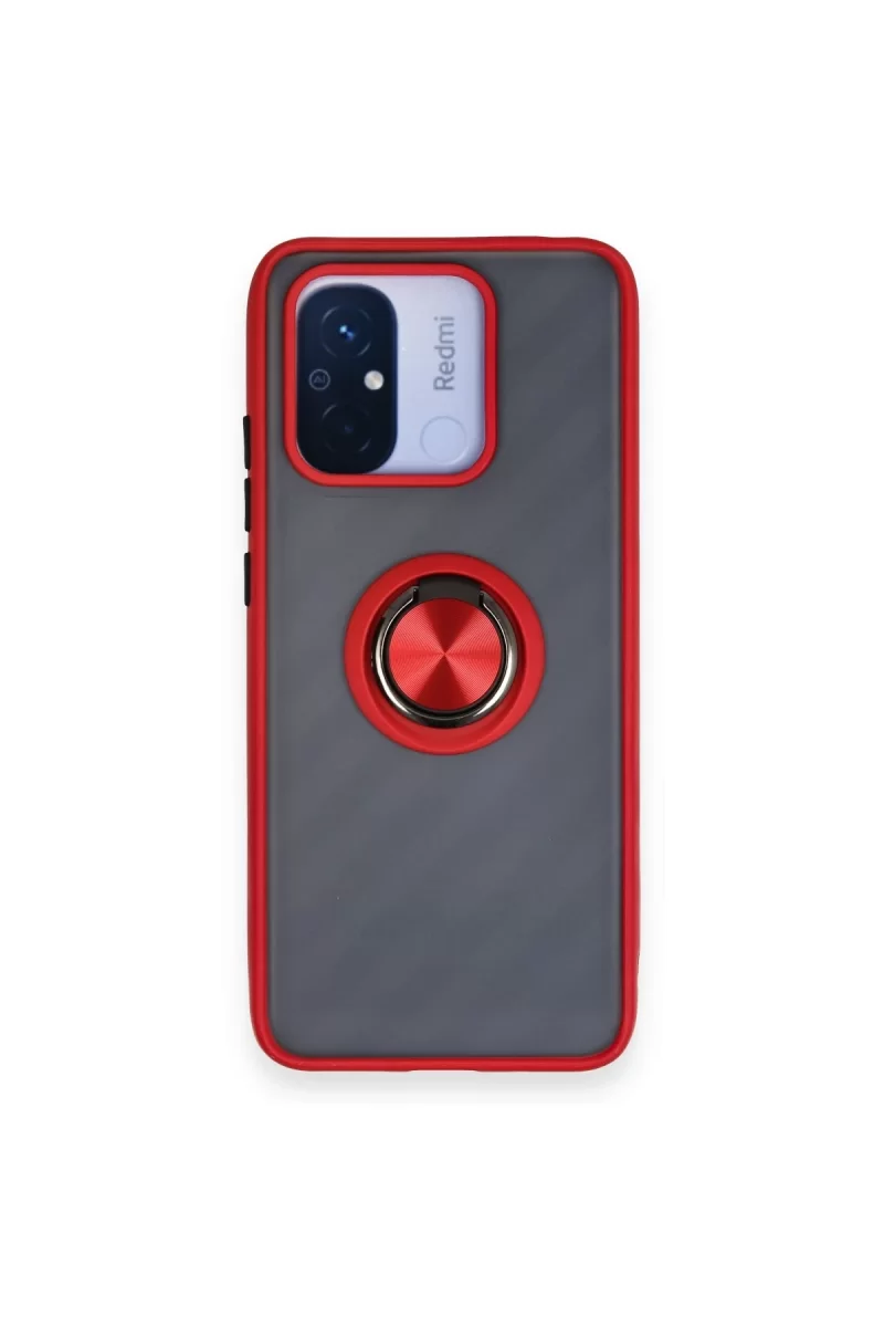 Newface Xiaomi Redmi 12C Kılıf Montreal Yüzüklü Silikon Kapak - Kırmızı